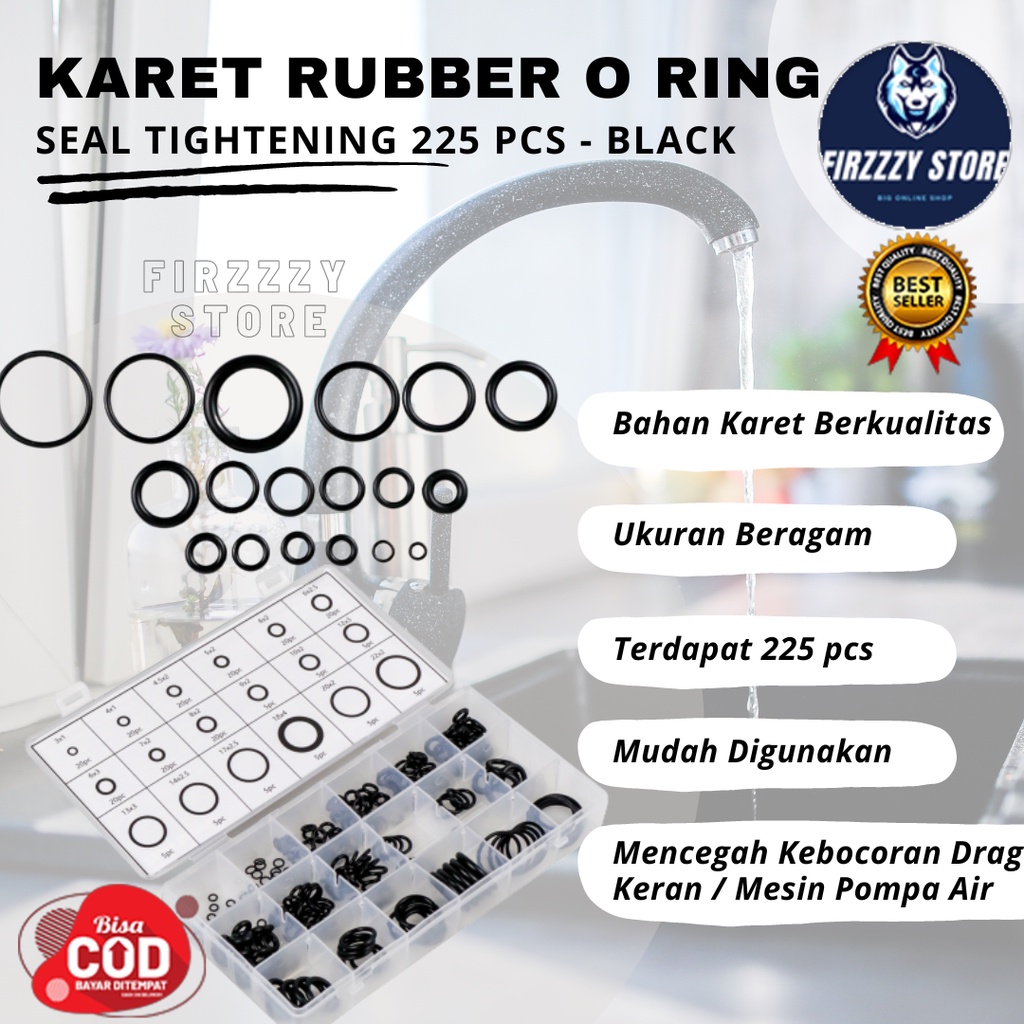 Karet Rubber O Ring Seal Tightening 225 PCS - Black