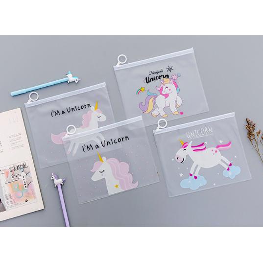 

POUCH KOSMETIK TEMPAT PENSIL TRANSPARAN UNICORN