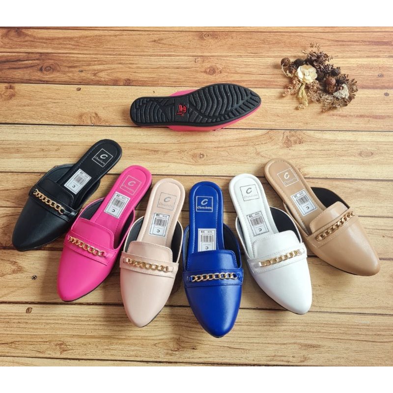 ABBUSHOES UR 01 sendal bapau flat rantai belanova sol karet  2cm