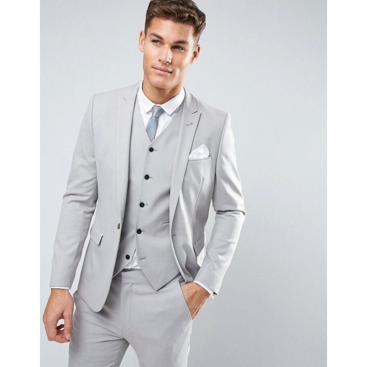 SETELAN BLAZER SLIMFIT PRIA 5IN1 - SLIM FIT FORMAL WEDDING SUIT IN GREY FULL FURING ORIGINAL NIKAYU