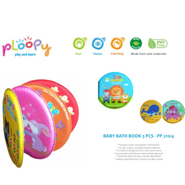 PLOOPY BABY BATH BOOK SET 3 PCS / MAINAN ANAK