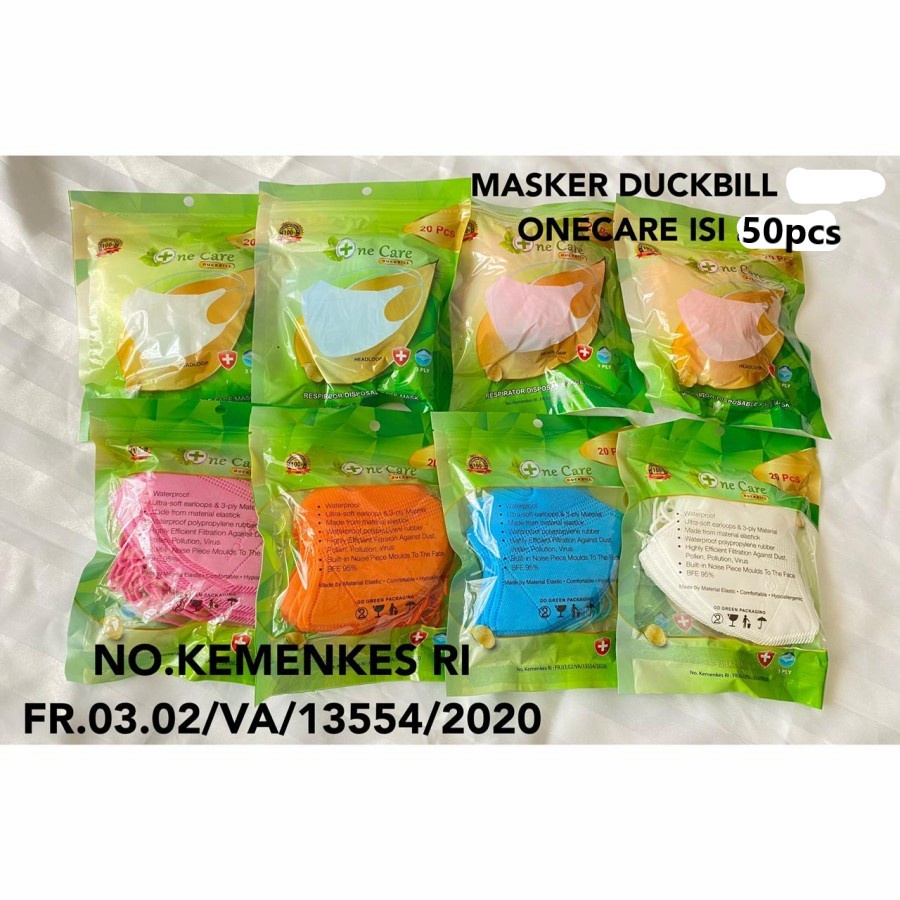 MASKER DUCKBILL ONECARE PUTIH ONE CARE POLOS & GARIS FACE MASK