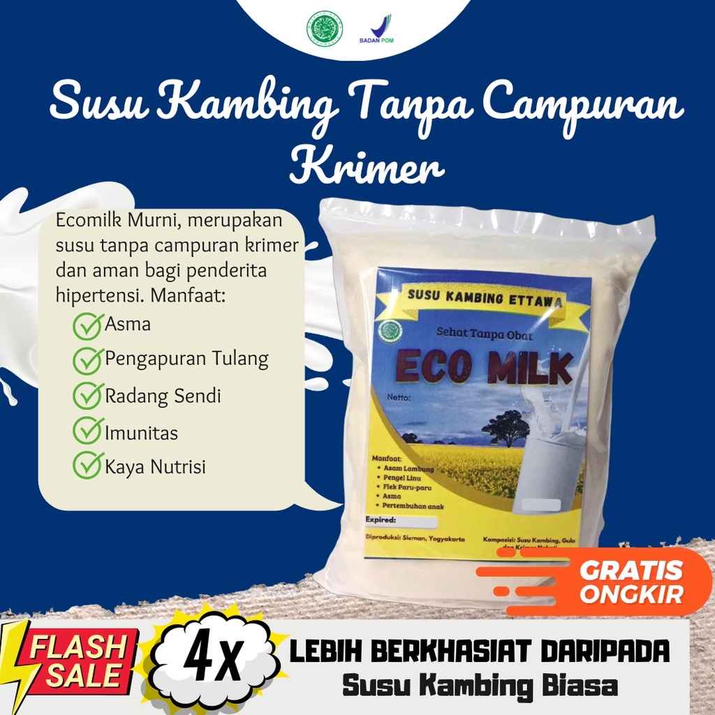 

Susu Kambing Etawa Eco Milk 200gr MURNI Asli Tanpa Krimer