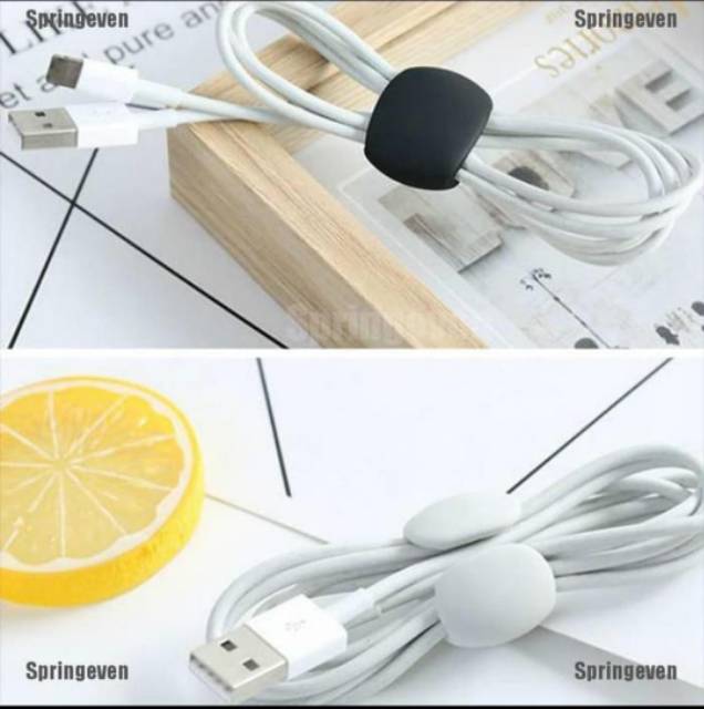 Tidy Clip USB kabel Karet Silikon Kabel Organizer Isi 4 Pcs