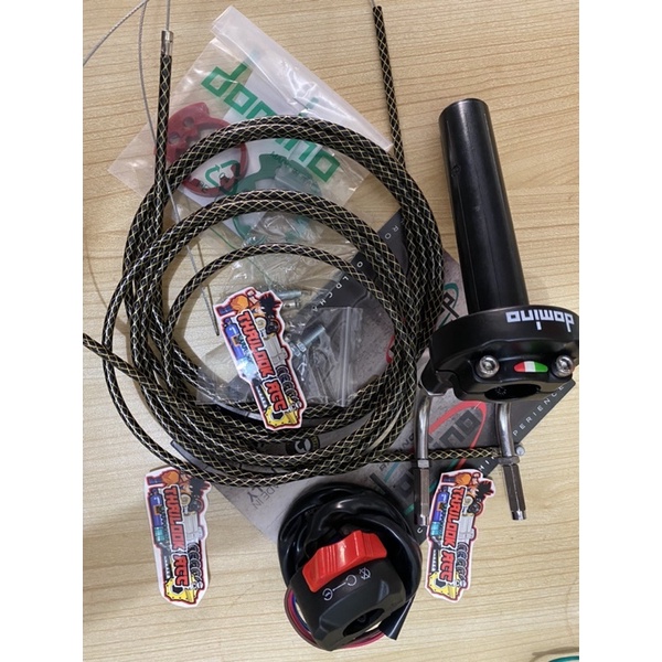 Gas Spontan DOMINO + L Gas + 2 Kabel Gas + Saklar Xabre kanan  + kabel gas serat serat double