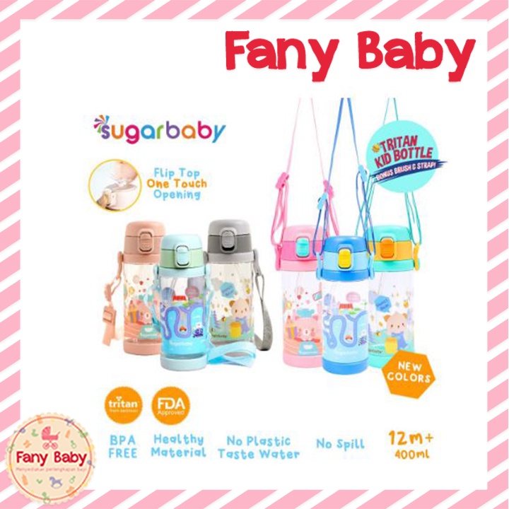 SUGAR BABY TRITAN KIDS BOTTLE 12M+400ML [ GREEN ]