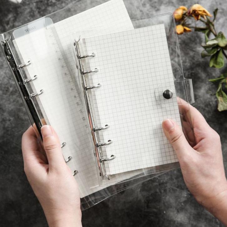 

Terbaru - 6 ring binder transparan A5 A6 - journal planner notebook buck tulip catatan polos ［thehanscorner］ !