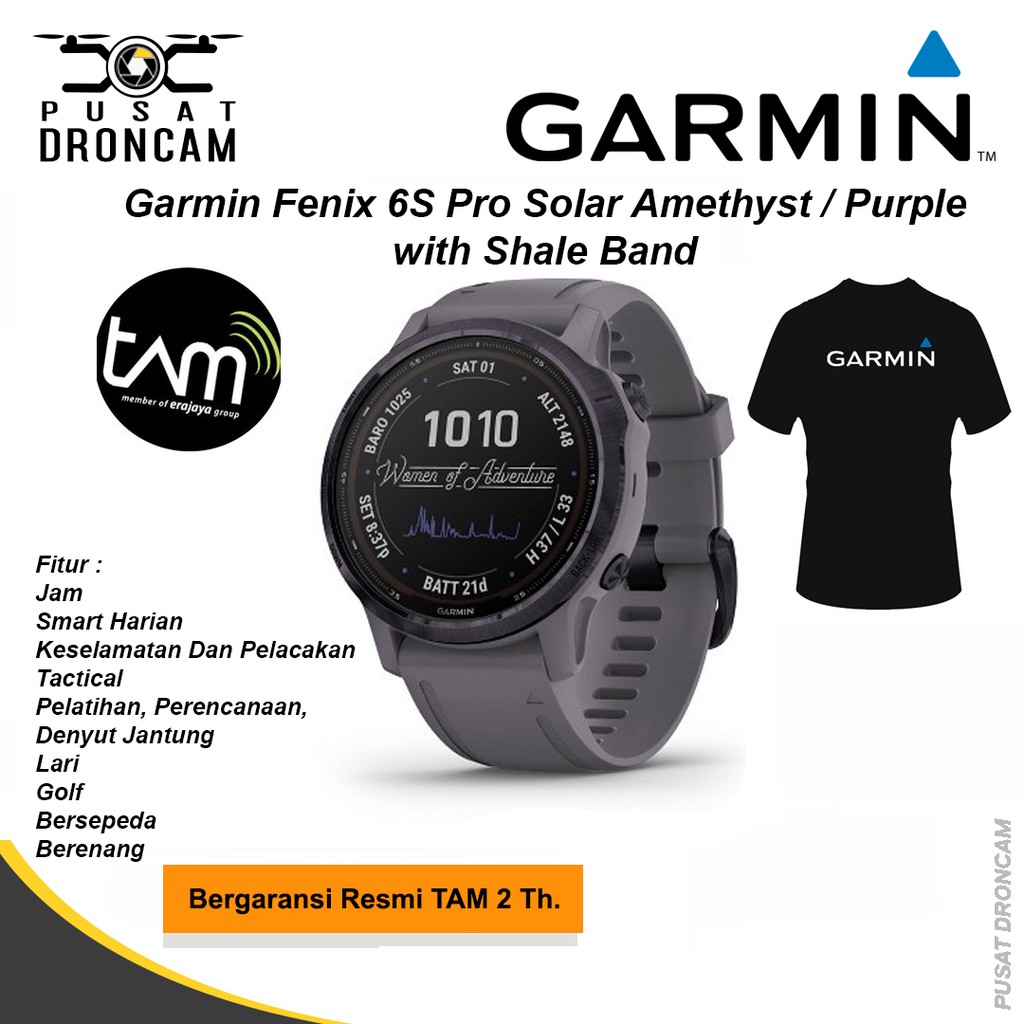 Garmin Fenix 6S Pro Solar Amethyst / Purple with Shale Band