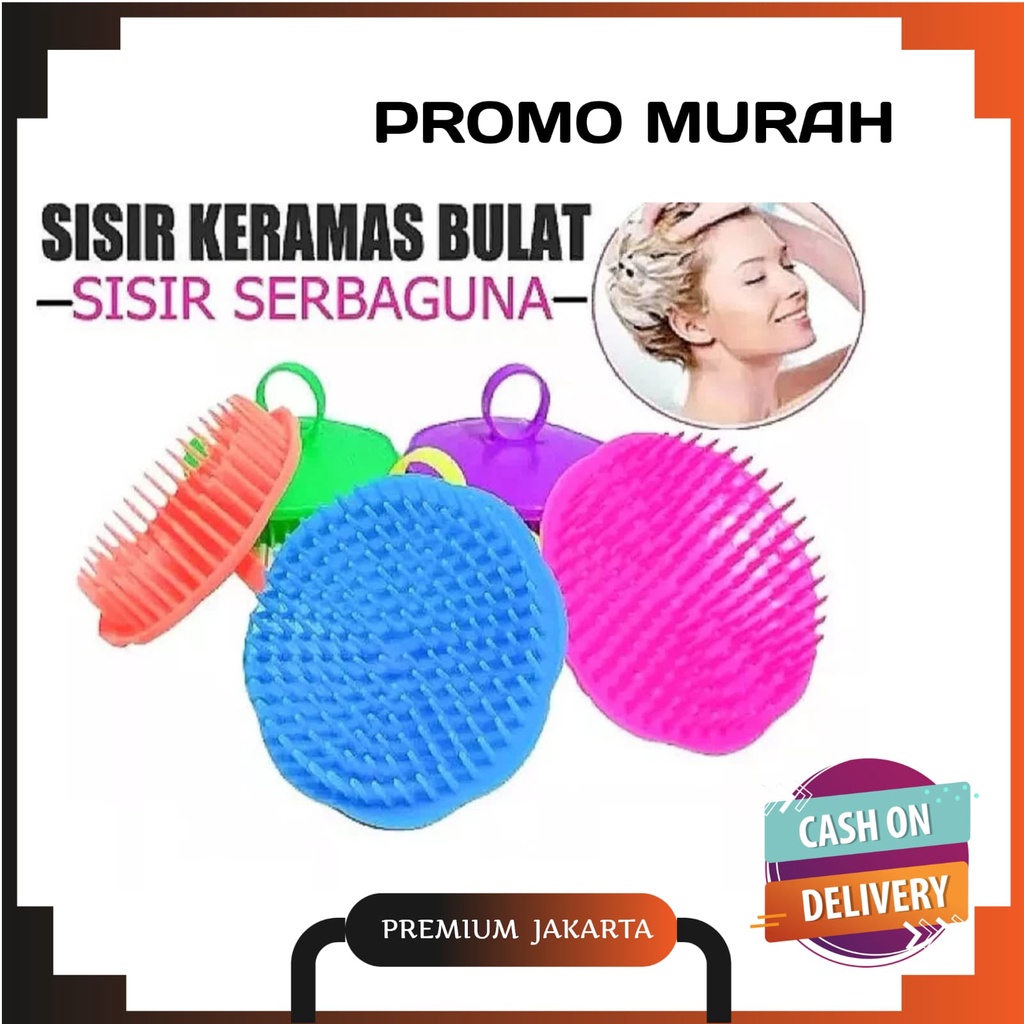 Sisir Salon Pijat Kepala / Sisir Keramas Bulat + Pegangan Perawatan Rambut - Sikat Kepala