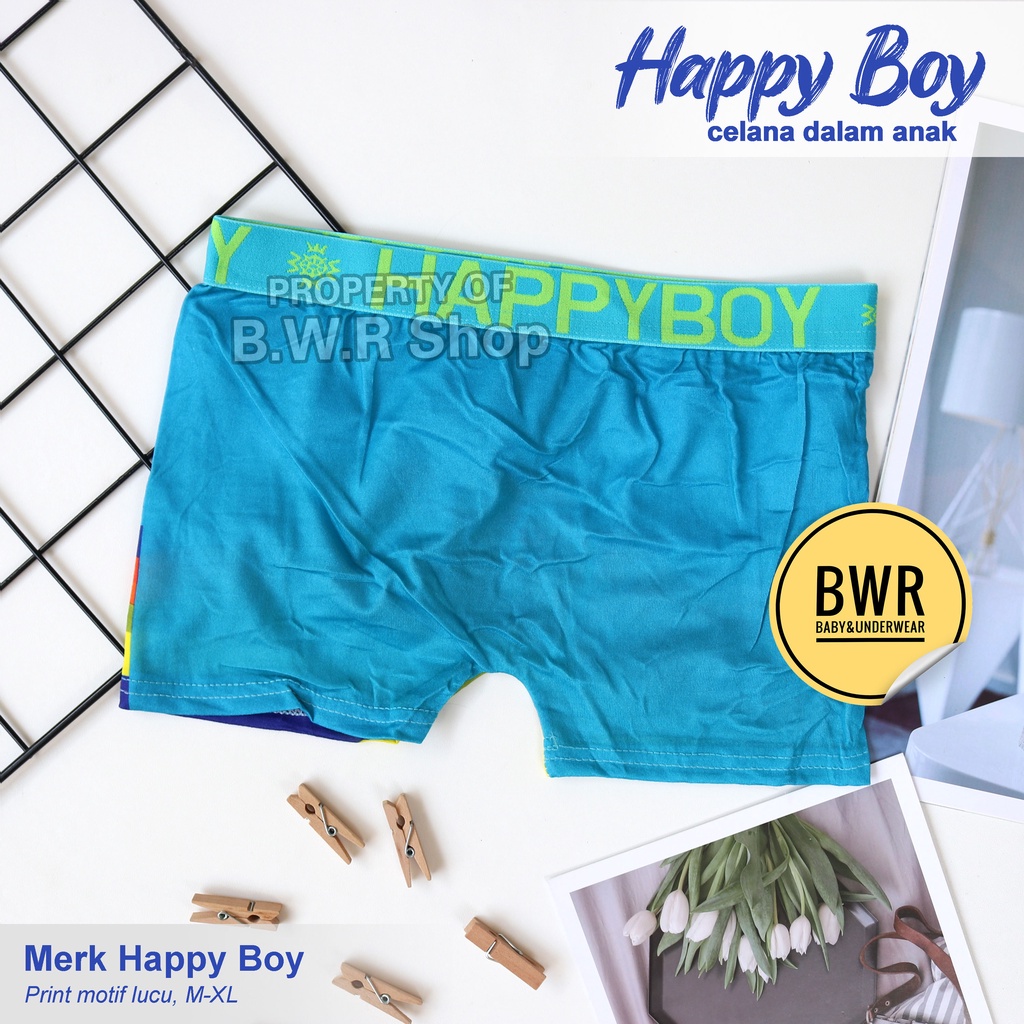 CD Boxer Anak HAPPY BOY Motif Print / Celana Dalam Anak Celana Renang Murah | Bwr IX