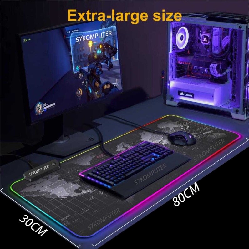 NEW Mouse pad / Mousepad Gaming LED RGB Mouse Pad XL Desk Mat Motif DUNIA Ukuran Jumbo Besar XL Mousepad RGB Gaming XL LED Glowing - Mouse Pad Murah - Mouseped