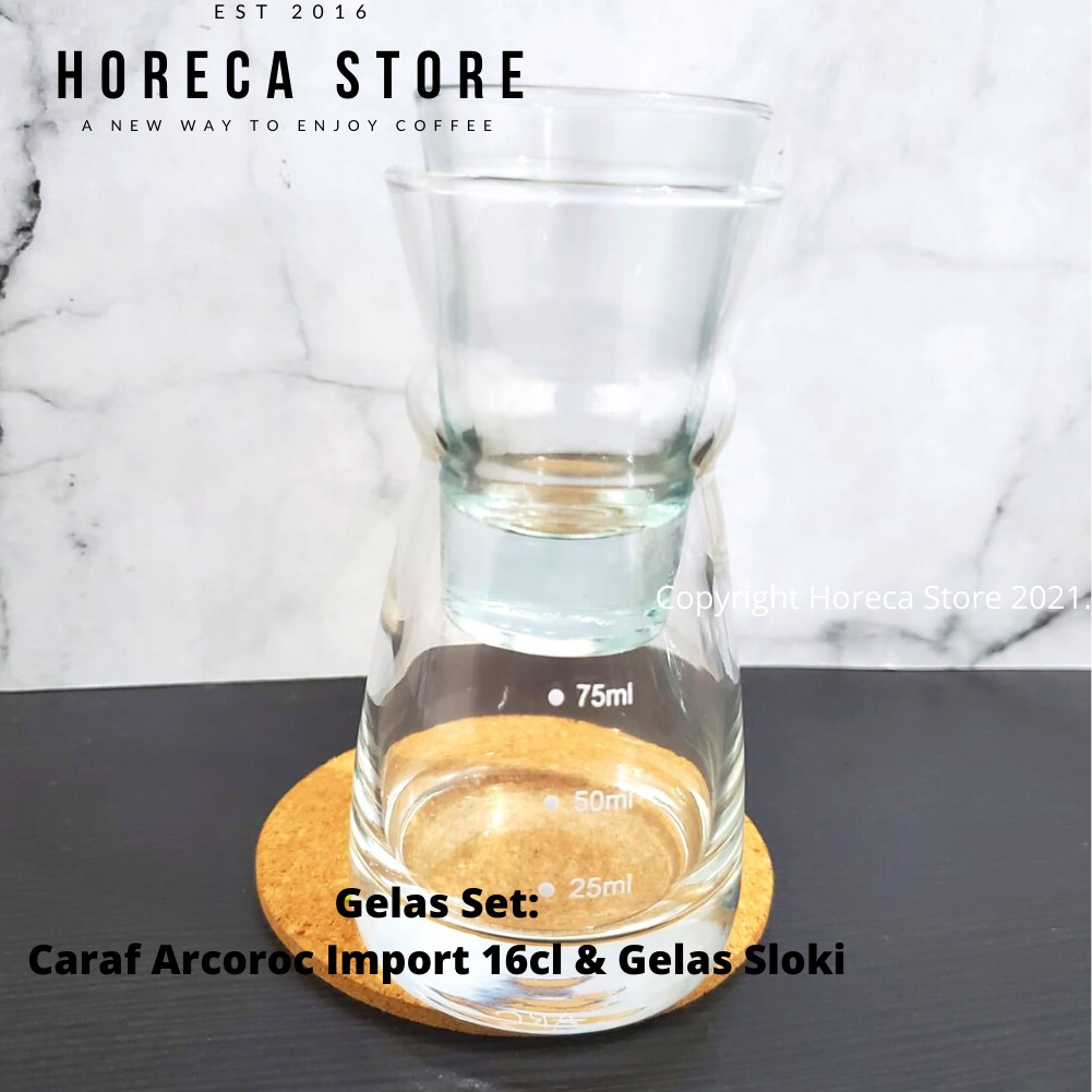 Set Gelas Carafe 160ml dan Shotter Glass 40ml / Carafe Saji V60 Cocktail / Set Gelas Server Kopi Car