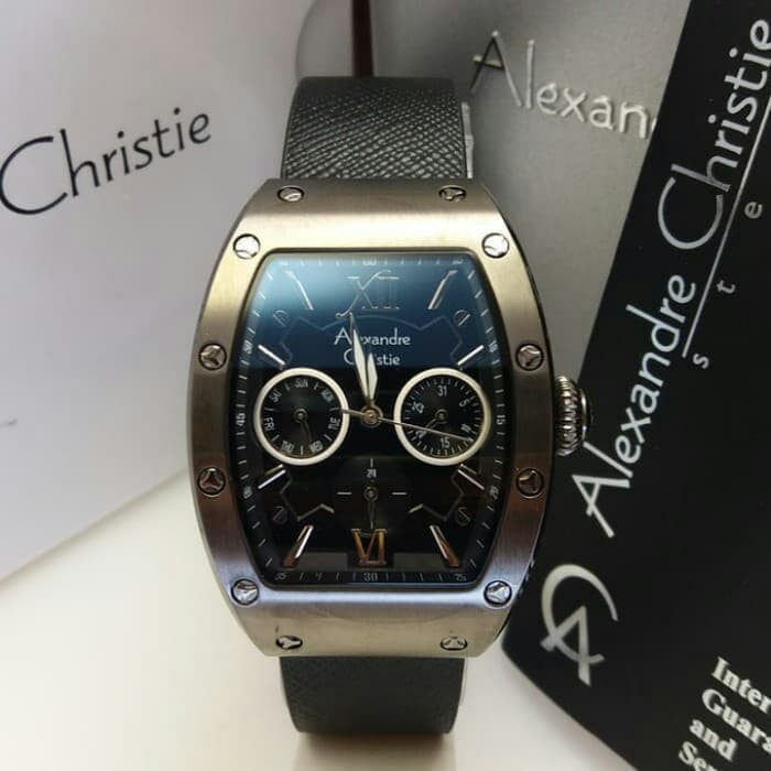 JUAL JAM TANGAN WANITA ASLI   ALEXANDRE CHRISTIE AC 2780 WANITA FULL BLACK LEATHER BLACK ORIGINAL