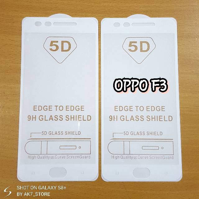 TEMPERED GLASS 5D FULL COVER OPPO F3 ~ FULL GLASS ~ FULL LEM ~ CURVE 2.5D