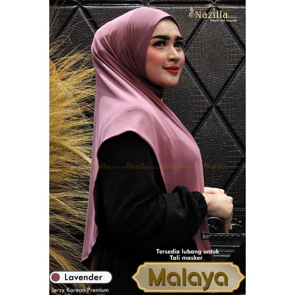 Hijab Simpel Malaya ada lubang telinga untuk masker Original Nazzila-Lavender