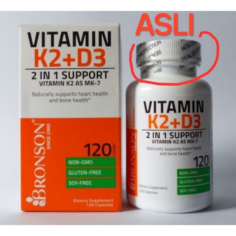 Bronson Vitamin K2 D3 5000 iu K2 MK-7 Plus Vitamin K2 D3 5000iu ORIGINAL ASLI