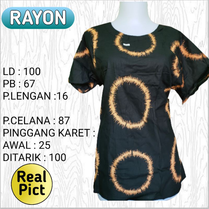 Piyama Wanita Setelan Celana One Set Rayon Baju Tidur Wanita Baju Batik Pekalongan Celana Setelan