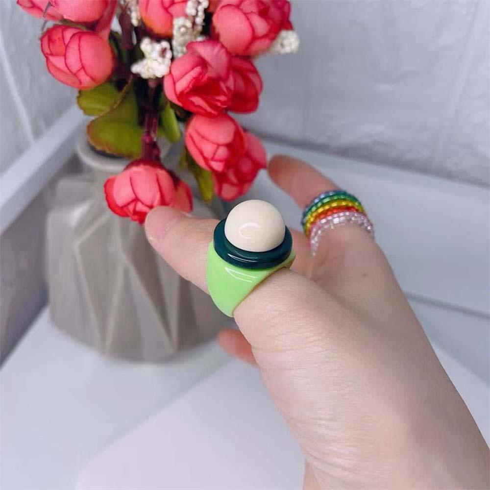 Mxbeauty Cincin Akrilik Lucu Goth Wanita Lucu Warna-Warni Perhiasan Fashion Korea