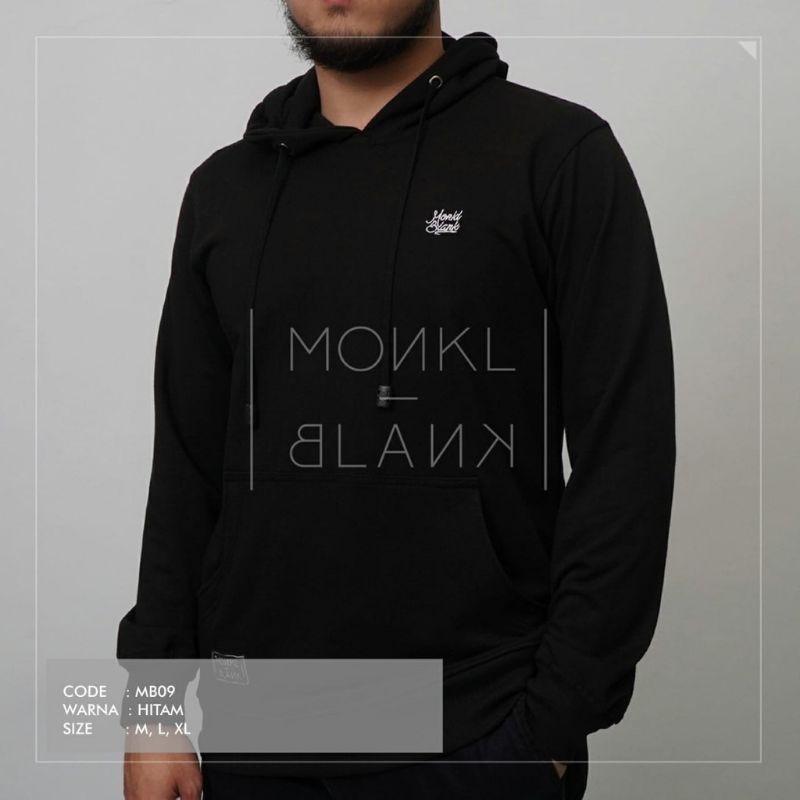 Hoodie Polos tanpa resleting merk MONKL BLANK Bahan Adem Tebel (Unisex)