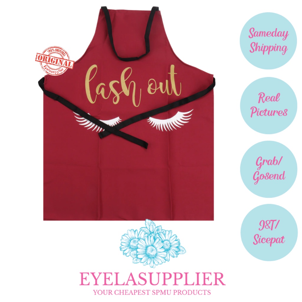 Apron Celemek Beauty Studio Eyelash Studio Lash Out Seragam Salon Artist Extension Katun Lembut Bar