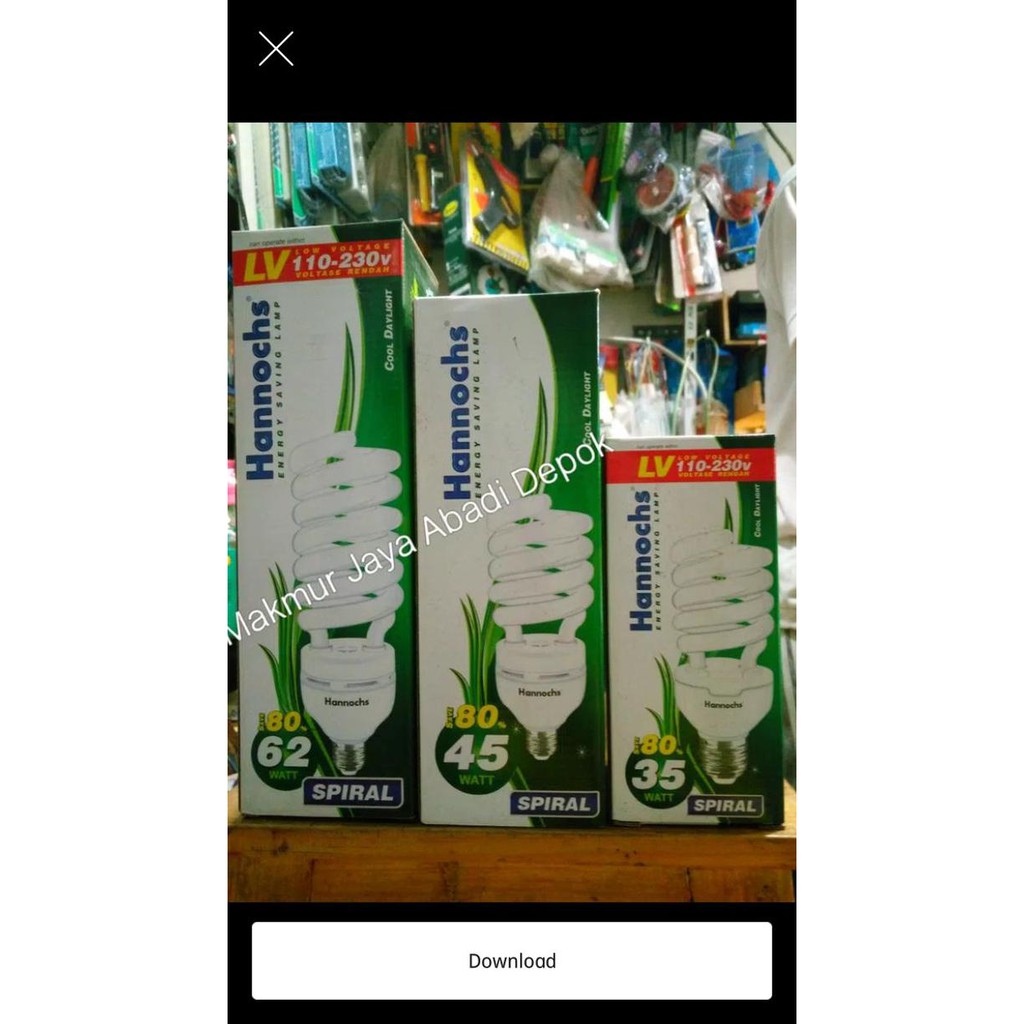 lampu hannochs spiral 45 watt putih / hannochs 45 watt ratele992