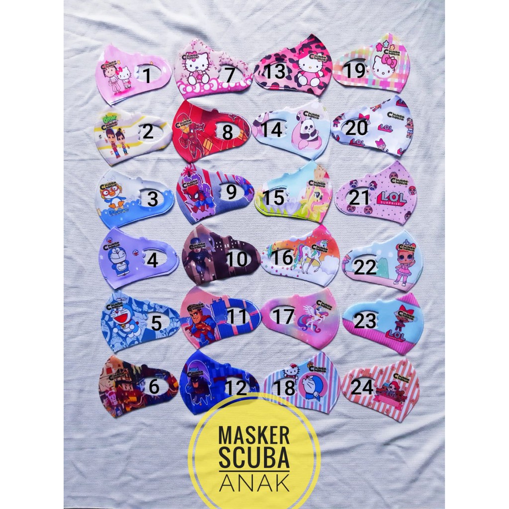Masker Scuba Anak Printing karakter Superhero /Masker scuba Elsa / Masker scuba super hero