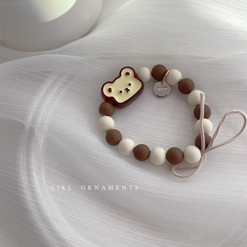 2022 Ikat Rambut Tali Elastis Hias Manik + Beruang Gaya Korea