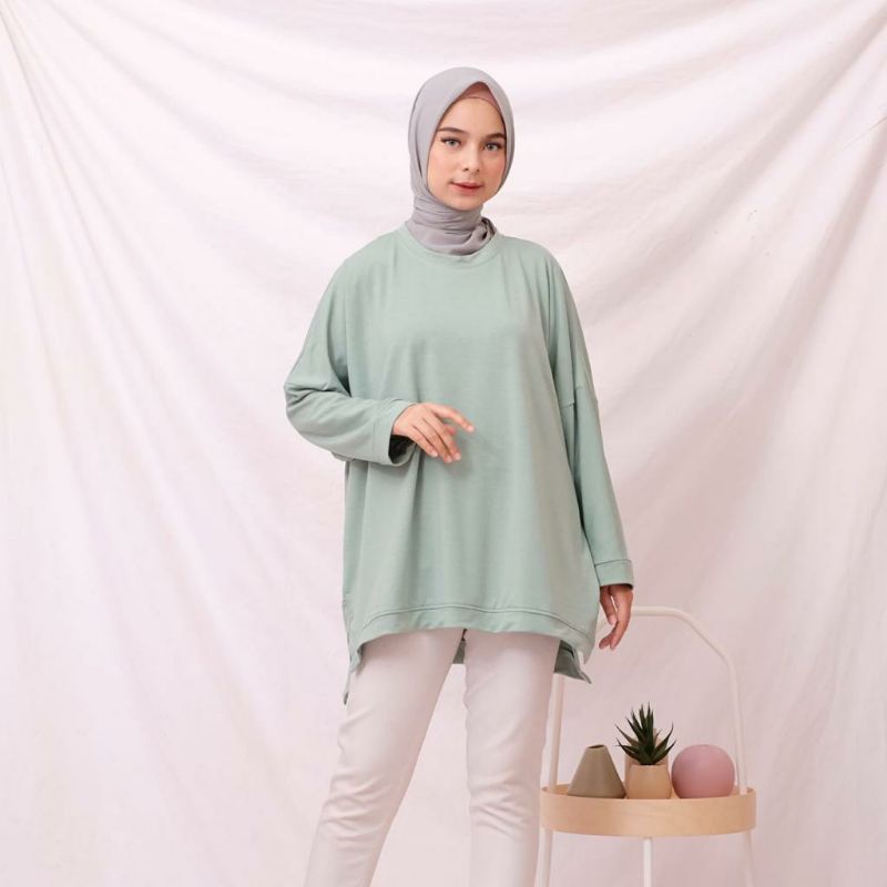 ATASAN BLOUSE WANITA BATWING JUMBO BIGSIZE OVERSIZE BABYTERRY SPANDEX - 1780-5