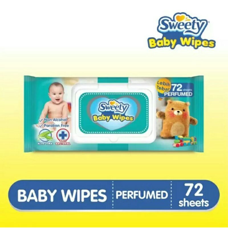TISSUE BASAH SWEETY 72 SHEET BABY WIPES / TISU SWEETY 72 LEMBAR / TISU BASAH SWEETY