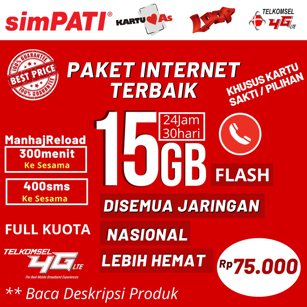 Murah Inject Telkomsel Paket Internet Terbaik 15gb Full Semua Jaringan 24jam 30hari Shopee Indonesia