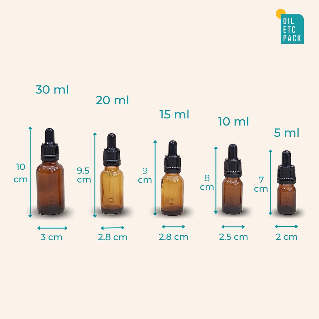 Botol Pipet Dropper Kaca Mini Amber Ring Hitam SEGEL 5ml Tebal / Wadah Kosong Refill Serum &amp; Parfum &amp; Oil &amp; Tetes Mata &amp; Propolis / Travel Kit Murah