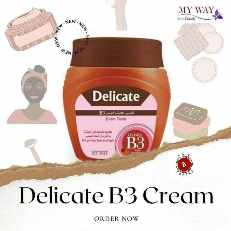 Delicate B3 Cream (Meratakan Warna Kulit Pada Wajah & Tubuh Secara Permanen ) MyWay Impor Mesir