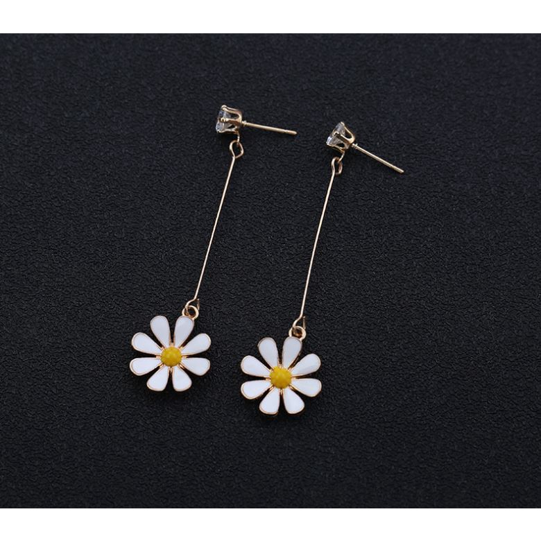 Anting Wanita Daisy Sun Flower Bunga Daisy dan Gaya Simple Korea-Sun Flower - Panjang