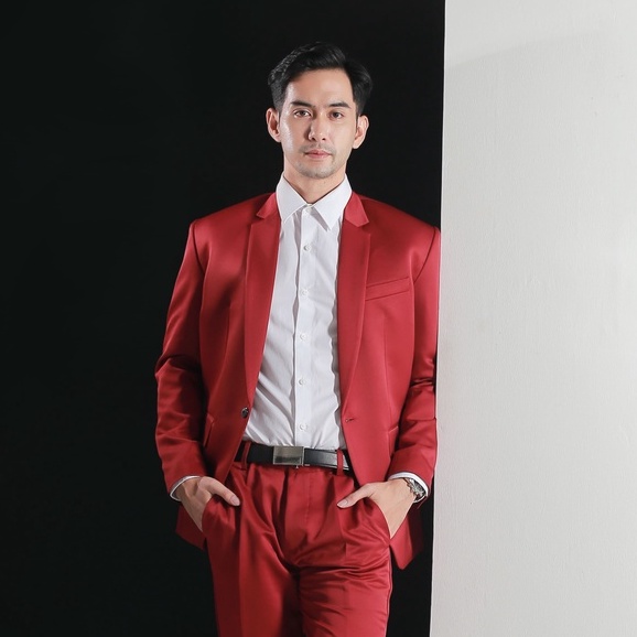 GOLDY - Setelan Jas Celana &amp; Rompi - Peaky Series Merah