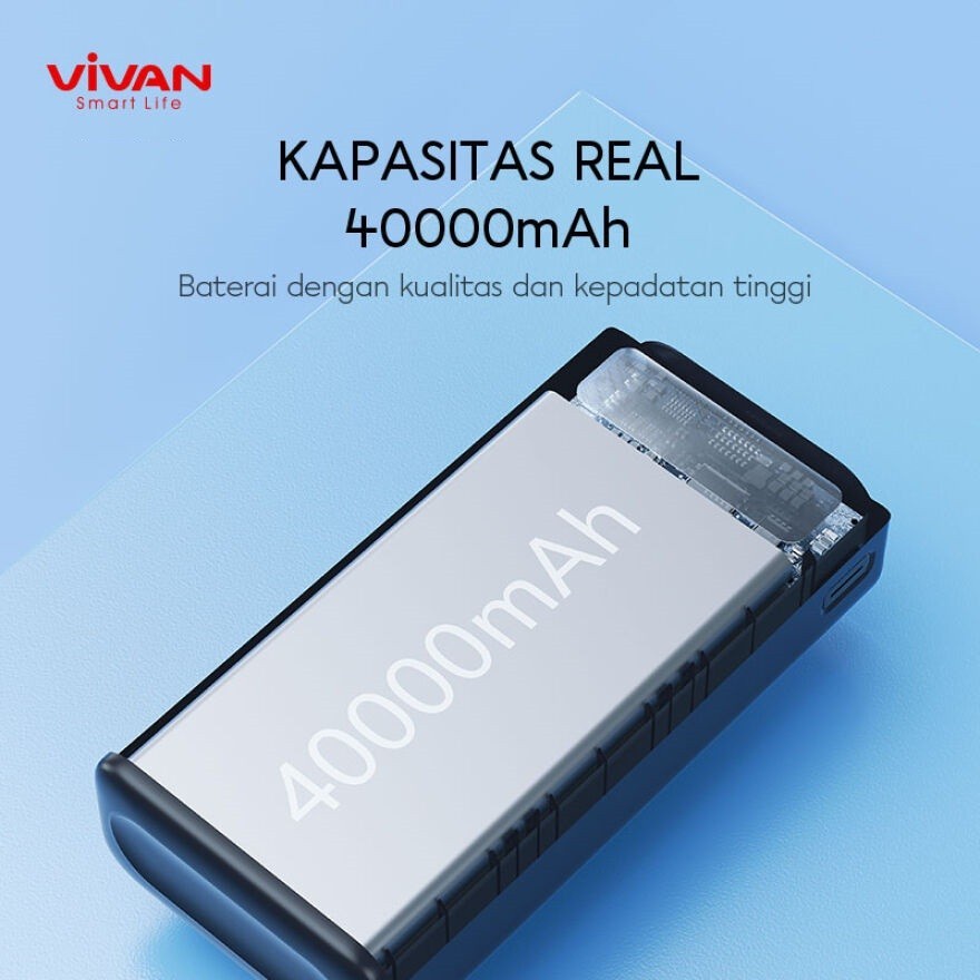 VIVAN Power Bank VPB-B40 Powerbank LED 40000mAh Power Delivery Quick Charge 3.0 Garansi Original ORIGINAL