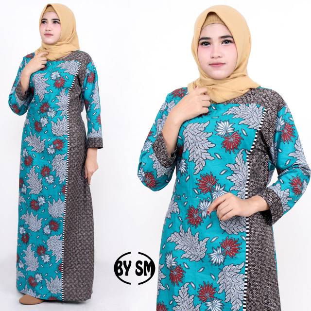 Gamis kombi daun warna