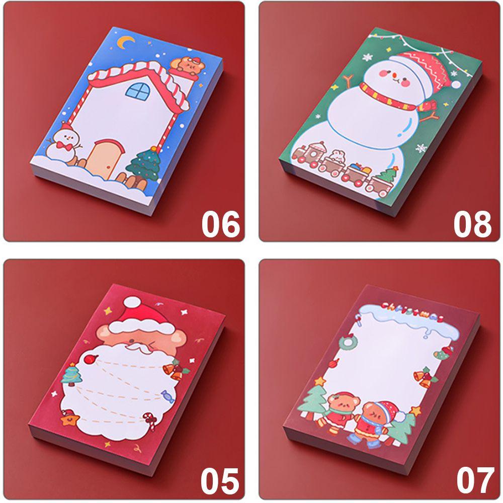 Lanfy Memo Pads Natal Kawaii 50lembar Santa Perlengkapan Kantor Self-Adhesive Postingan Alat Tulis Sticky Notes