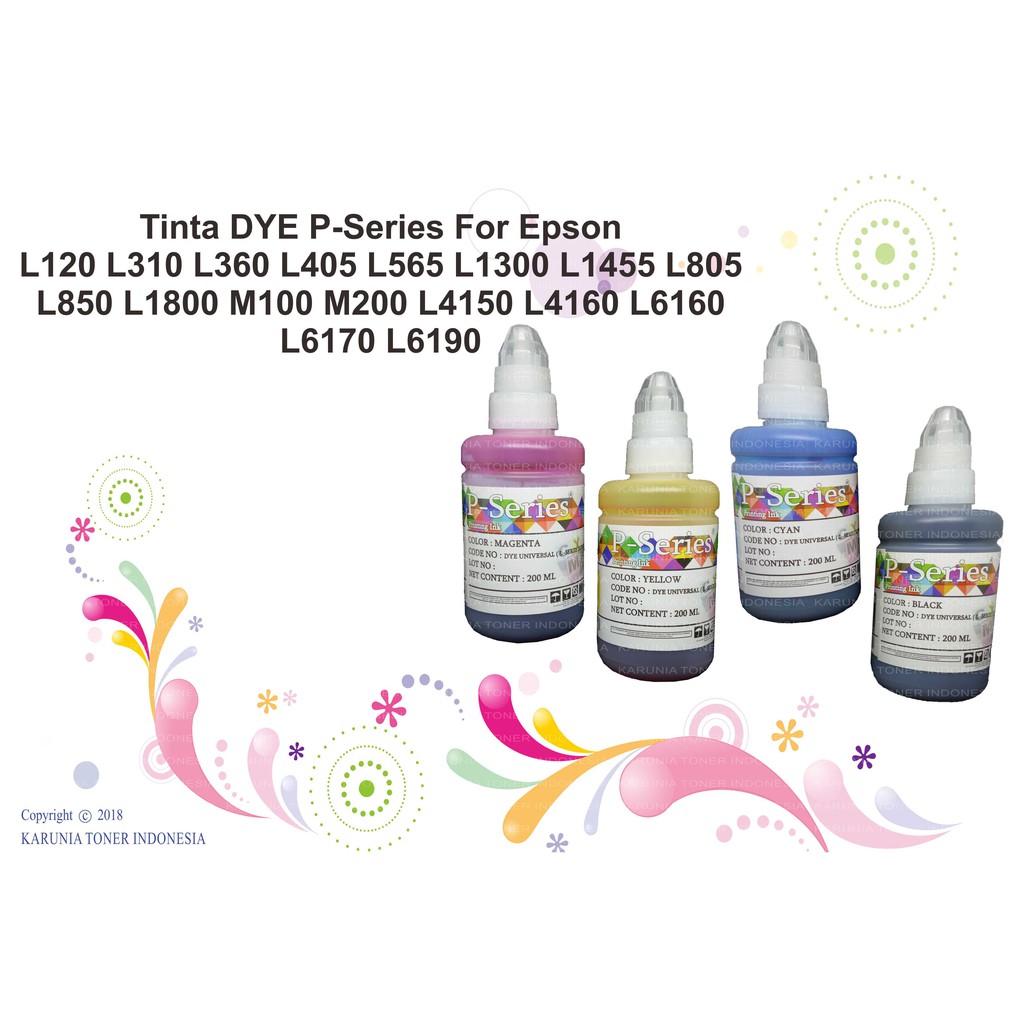 Tinta DYE P-Series For Epson L4150 L4160 L6160 L6170 L6190 Kemasan 200ML