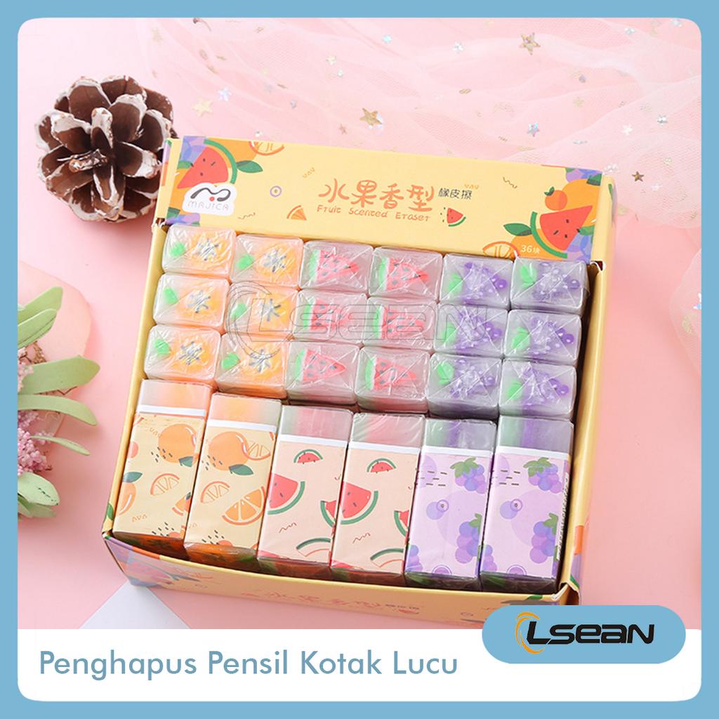 Penghapus Karet Eraser Pensil Kotak Motif Buah Hewan Dinosaurus Rocket Lucu