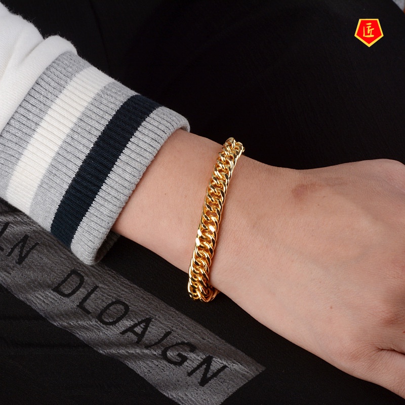 [Ready Stock]Fashion Temperament Men's Gold Bracelet