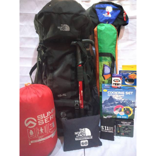 Paket alat gunung hiking carrier tas tenda kompor nesting murah