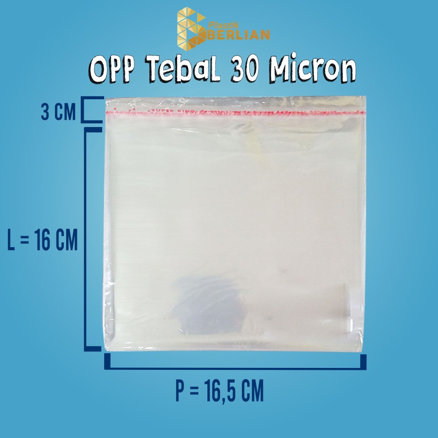 

16,5 X 16 cm Plastik OPP TEBAL 30 MICRON (100 lbr)
