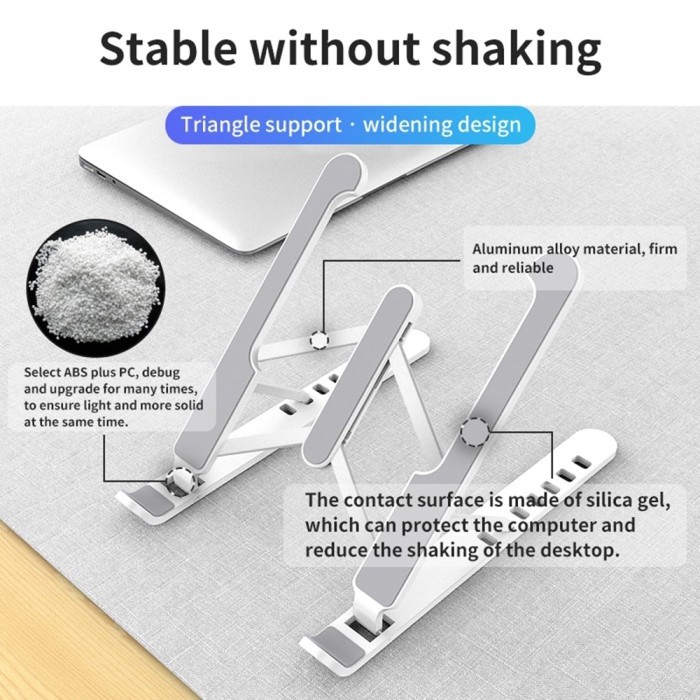 Stand Holder Lipat Adjustable Anti Slip Untuk Laptop/Notebook-Aluminium