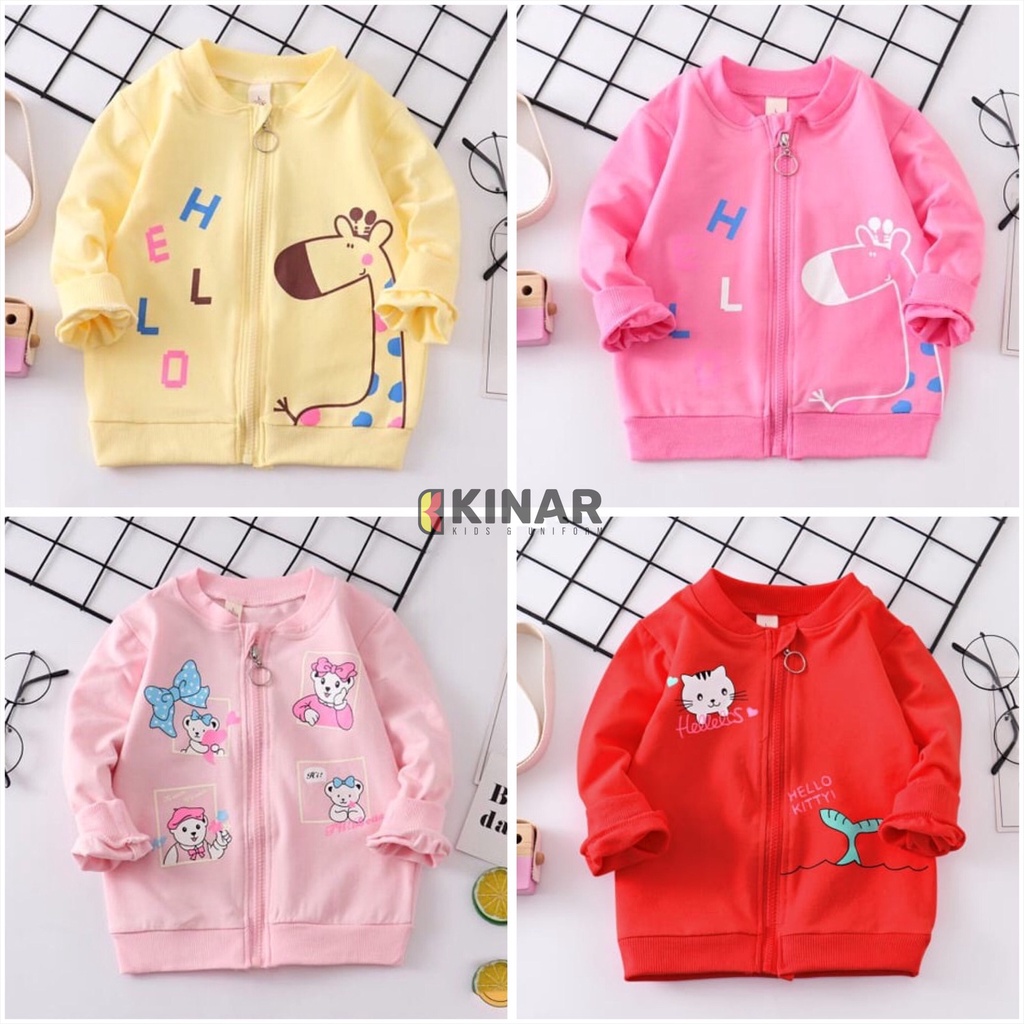 SWEATER RESLETING ANAK PEREMPUAN JERAPAH RABBIT JAKET ZIPPER BAYI KARTUN CEWEK 1 2 3 TAHUN
