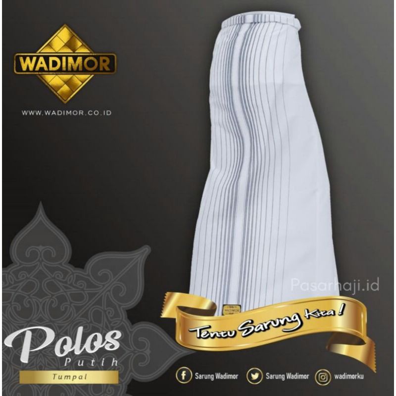 Sarung Tenun WADIMOR Putih Polos &amp; Putih Tumpal , Sarung Dewasa Original WADIMOR