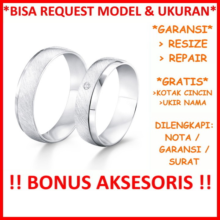 Bisa Pesan Model Garansi Perak Asli Gratis Ukir Nama Cincin Silver Couple Tunangan Nikah Kawin Id81