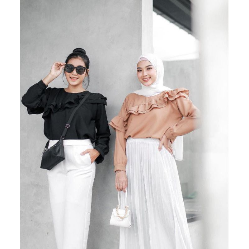 Aura Blouse Ori Moscrepe Blouse Wanita