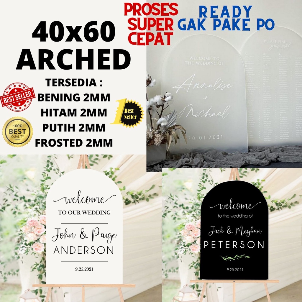 

WEDDING SIGN ARCHED 40X60 WELCOME SIGN ACRYLIC DECORATION WEDDING ENGAGEMENT BIRTHDAY ETC