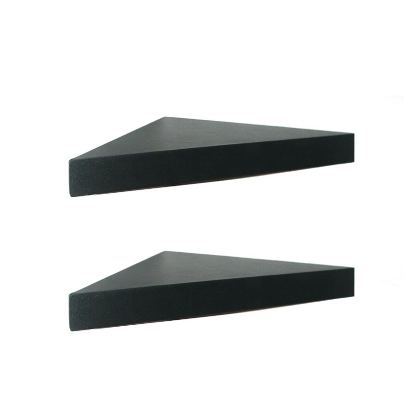 Set 2 Buah Ambalan Rak Dinding Sudut Segitiga Minimalis / Floating Shelves [25cmx25cm] - Hitam