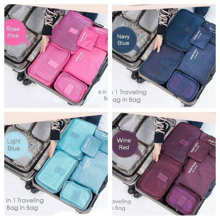 [SUPER SALE!!!!] Travel 6 in 1 bag Set Storage Baju  Organizer 6 pcs in 1/ Tas Penyimpana